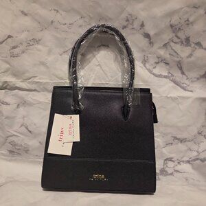 Trina Turk Black top handle tote with crossbody strap (Vegan Leather)